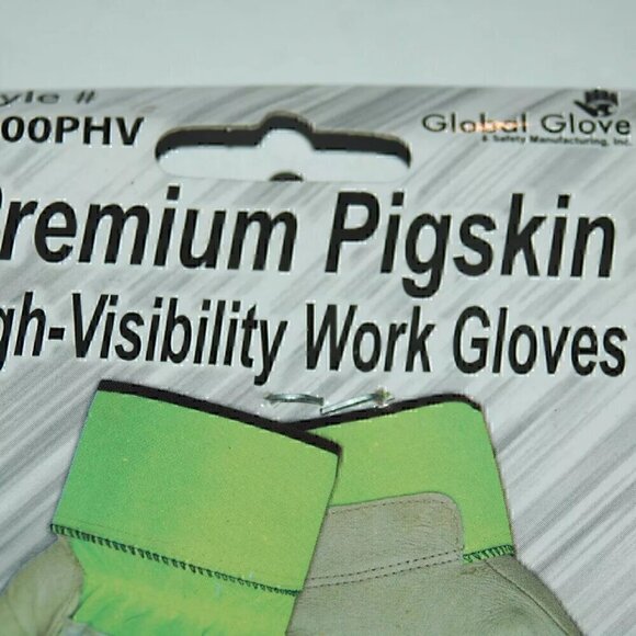 Global Gloves L High Visibility Pigskin Neon Safety Reflective Cuffs - Picture 4 of 4